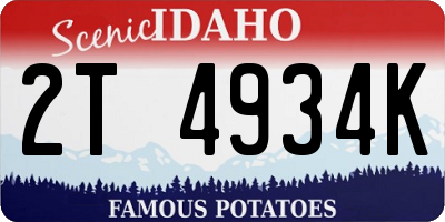 ID license plate 2T4934K
