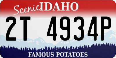 ID license plate 2T4934P