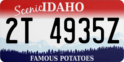 ID license plate 2T4935Z