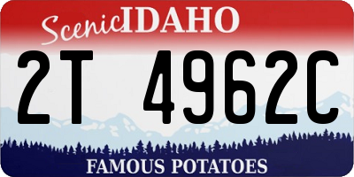 ID license plate 2T4962C