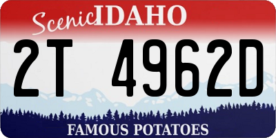 ID license plate 2T4962D