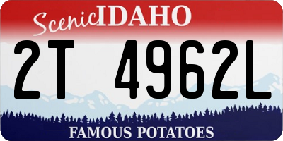 ID license plate 2T4962L