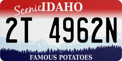 ID license plate 2T4962N