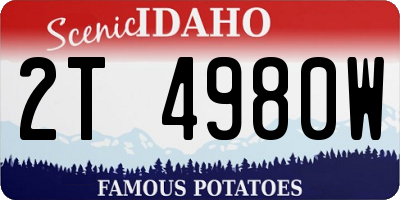 ID license plate 2T4980W