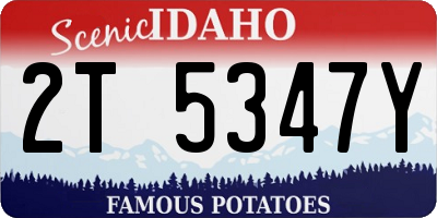 ID license plate 2T5347Y