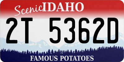ID license plate 2T5362D