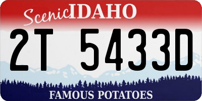 ID license plate 2T5433D