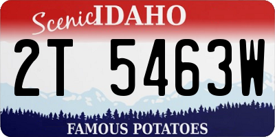 ID license plate 2T5463W