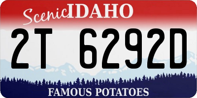 ID license plate 2T6292D