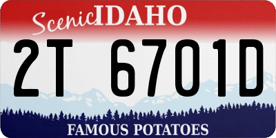 ID license plate 2T6701D