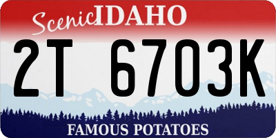 ID license plate 2T6703K