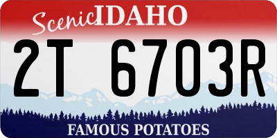 ID license plate 2T6703R