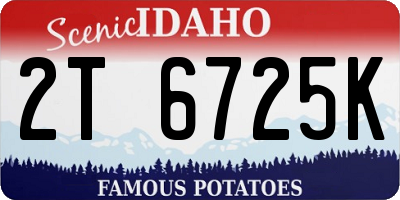 ID license plate 2T6725K
