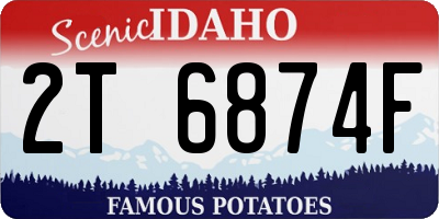 ID license plate 2T6874F