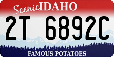 ID license plate 2T6892C