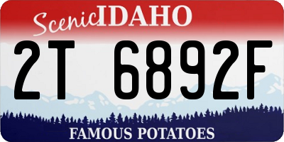 ID license plate 2T6892F