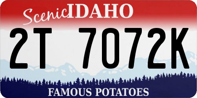 ID license plate 2T7072K