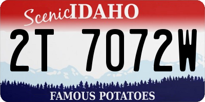 ID license plate 2T7072W
