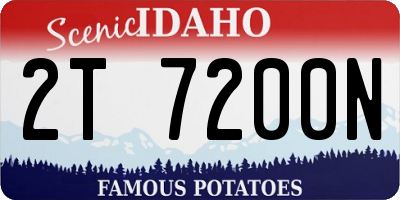 ID license plate 2T7200N