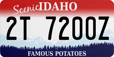 ID license plate 2T7200Z