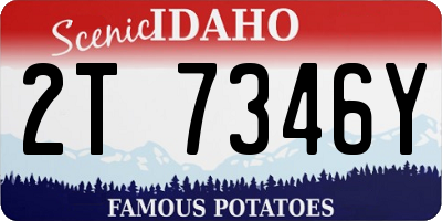 ID license plate 2T7346Y