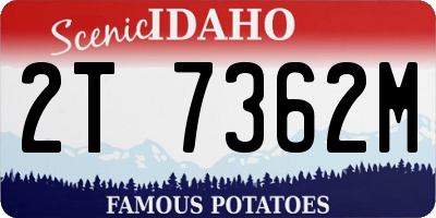 ID license plate 2T7362M