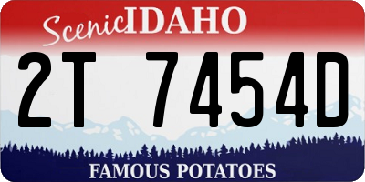 ID license plate 2T7454D