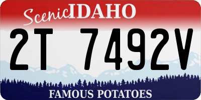 ID license plate 2T7492V