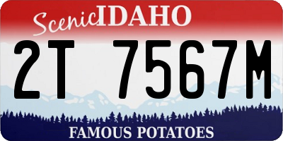 ID license plate 2T7567M