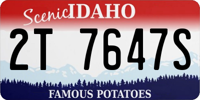ID license plate 2T7647S