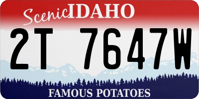 ID license plate 2T7647W