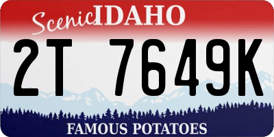 ID license plate 2T7649K