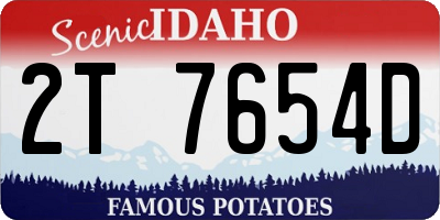 ID license plate 2T7654D
