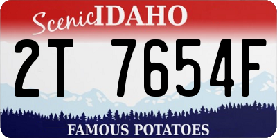 ID license plate 2T7654F