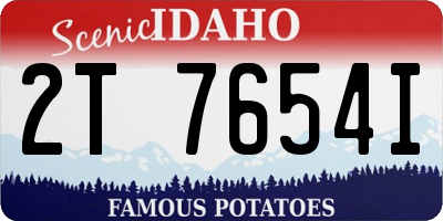 ID license plate 2T7654I