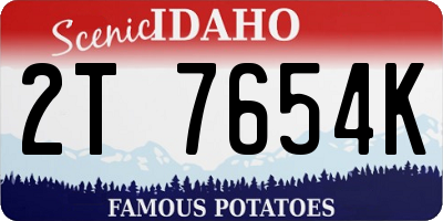 ID license plate 2T7654K