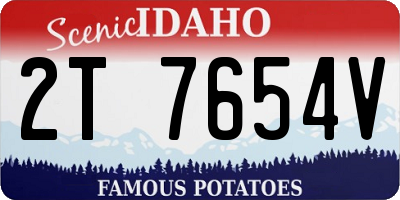 ID license plate 2T7654V