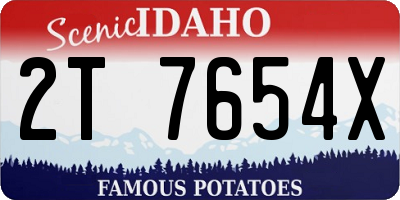 ID license plate 2T7654X
