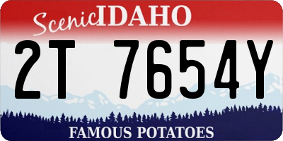 ID license plate 2T7654Y