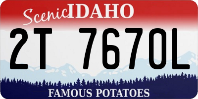 ID license plate 2T7670L