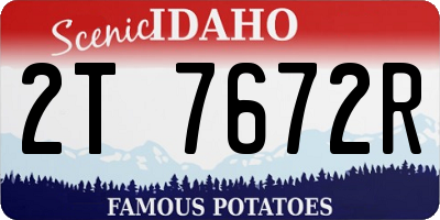 ID license plate 2T7672R