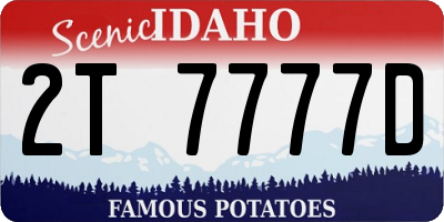 ID license plate 2T7777D