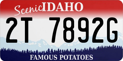ID license plate 2T7892G