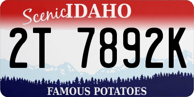 ID license plate 2T7892K