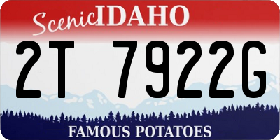 ID license plate 2T7922G