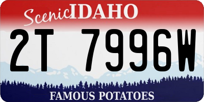 ID license plate 2T7996W