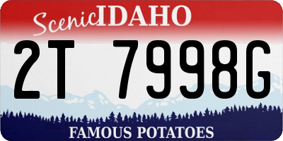 ID license plate 2T7998G