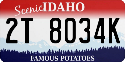 ID license plate 2T8034K