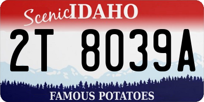 ID license plate 2T8039A