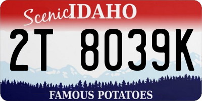 ID license plate 2T8039K